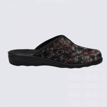 Mule Josef Seibel, mule chaude et chic motif rayé femme en textile noir