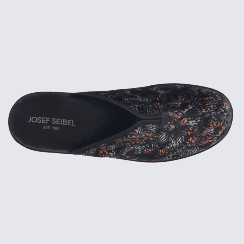 Mule Josef Seibel, mule chaude et chic motif rayé femme en textile noir