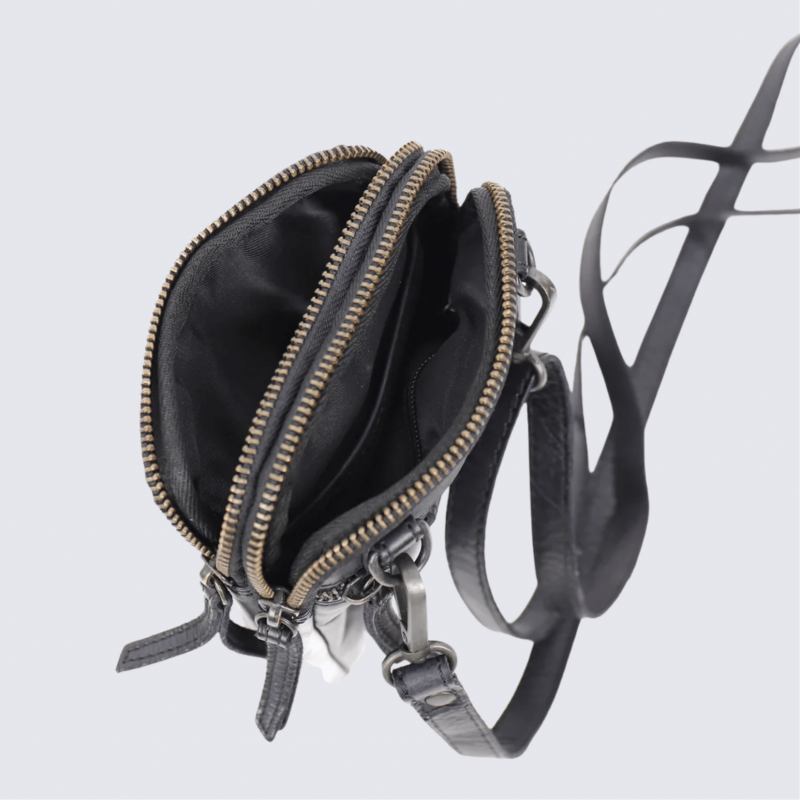 Sac à bandoulière Bear Design, sac à bandoulière Toni unisexe en cuir noir