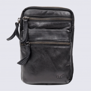 Sac à bandoulière Bear Design, sac à bandoulière Toni unisexe en cuir noir
