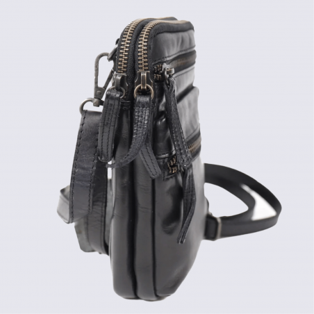 Sac à bandoulière Bear Design, sac à bandoulière Toni unisexe en cuir noir