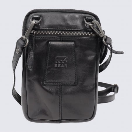 Sac à bandoulière Bear Design, sac à bandoulière Toni unisexe en cuir noir