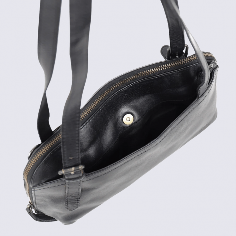 Sac à main Bear Design, sac baguette Daphne en cuir noir