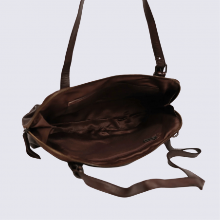 Sac à main Bear Design, sac baguette Daphne en cuir brun