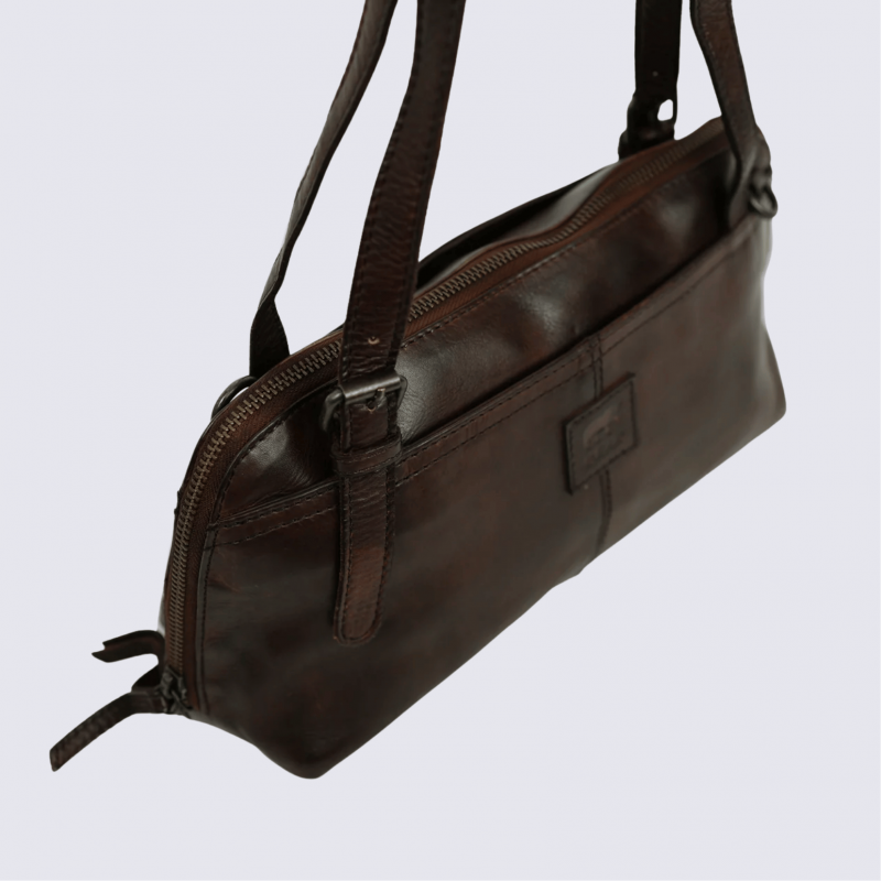 Sac à main Bear Design, sac baguette Daphne en cuir brun