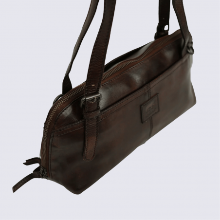 Sac à main Bear Design, sac baguette Daphne en cuir brun