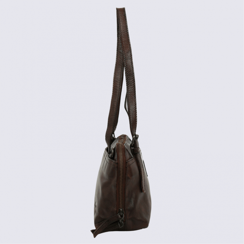 Sac à main Bear Design, sac baguette Daphne en cuir brun