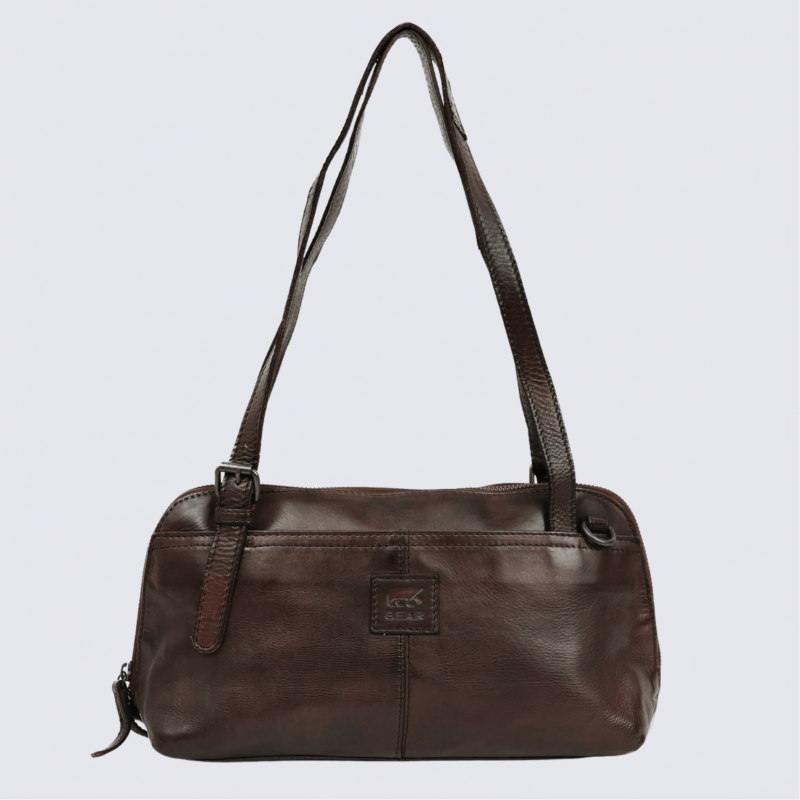 Sac à main Bear Design, sac baguette Daphne en cuir brun