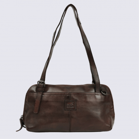 Sac à main Bear Design, sac baguette Daphne en cuir brun