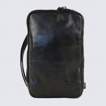 Sac à bandoulière Bear Design, sac de téléphone Camille unisexe en cuir noir