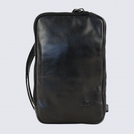 Sac à bandoulière Bear Design, sac de téléphone Camille unisexe en cuir noir