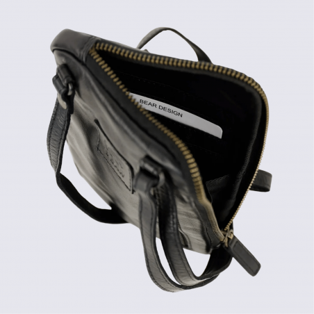 Sac à bandoulière Bear Design, sac de téléphone Camille unisexe en cuir noir
