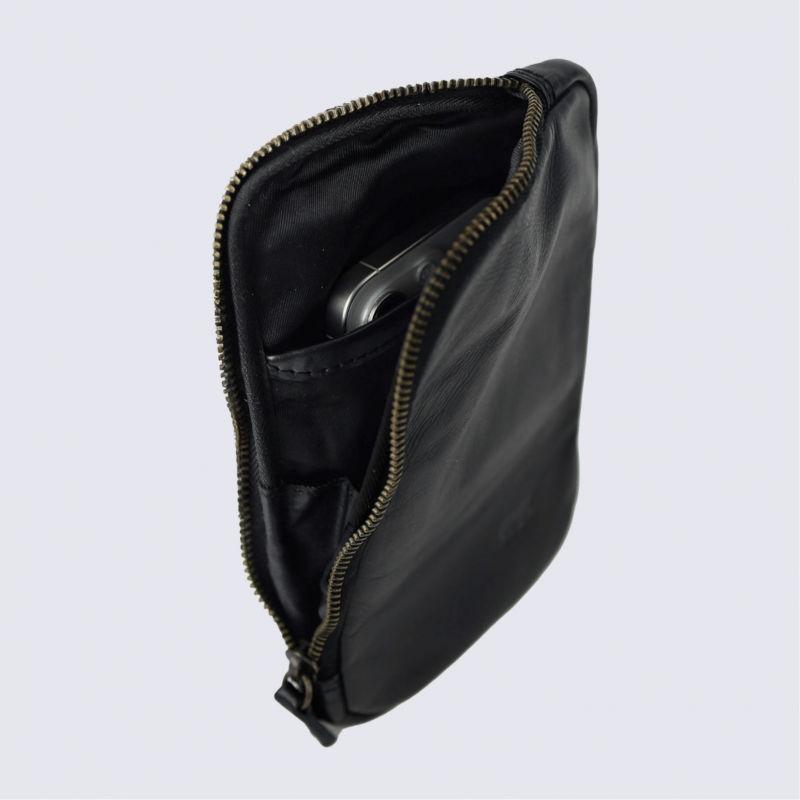 Sac à bandoulière Bear Design, sac de téléphone Camille unisexe en cuir noir