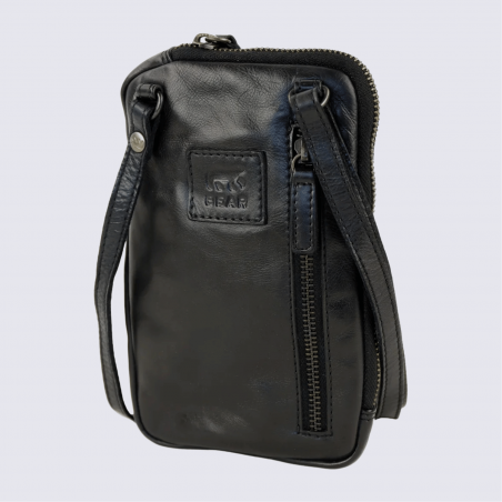 Sac à bandoulière Bear Design, sac de téléphone Camille unisexe en cuir noir