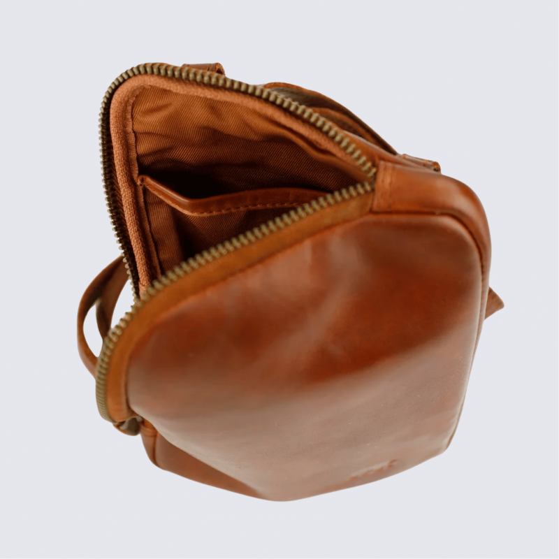 Sac à bandoulière Bear Design, sac de téléphone Camille unisexe en cuir cognac