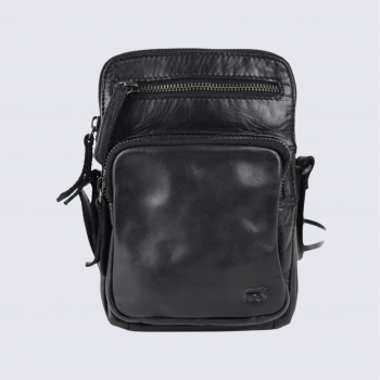 Petit sac à bandoulière Bear Design, sac à bandoulière Alexis en cuir noir