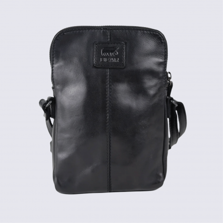 Petit sac à bandoulière Bear Design, sac à bandoulière Alexis en cuir noir