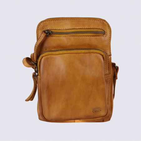 Petit sac à bandoulière Bear Design, sac à bandoulière Alexis en cuir cognac