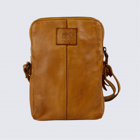 Petit sac à bandoulière Bear Design, sac à bandoulière Alexis en cuir cognac