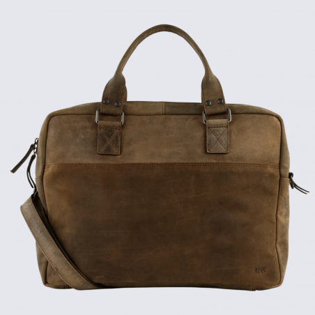 Sacoche Bear Design, sacoche pour ordinateur Leandro en cuir brun