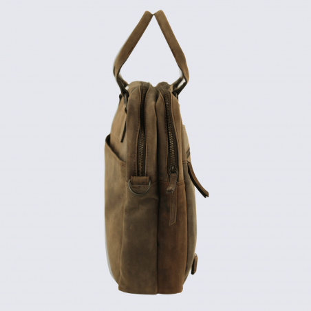 Sacoche Bear Design, sacoche pour ordinateur Leandro en cuir brun
