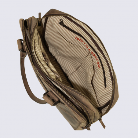 Sacoche Bear Design, sacoche pour ordinateur Leandro en cuir brun