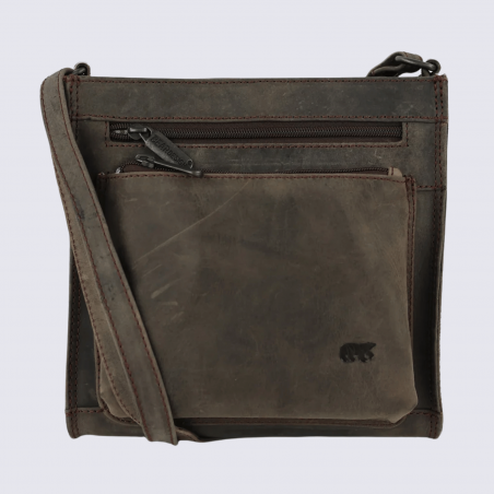 Sac à bandoulière Bear Design, sac à bandoulière Davita en cuir brun
