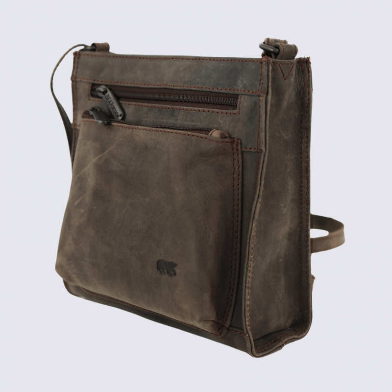 Sac à bandoulière Bear Design, sac à bandoulière Davita en cuir brun
