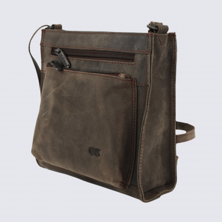 Sac à bandoulière Bear Design, sac à bandoulière Davita en cuir brun