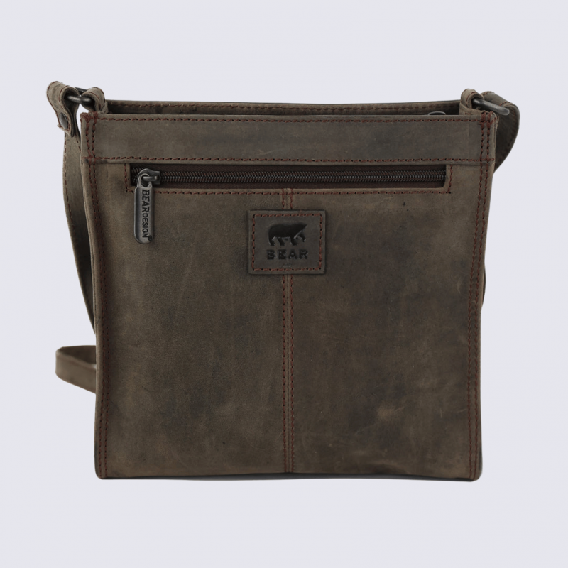 Sac à bandoulière Bear Design, sac à bandoulière Davita en cuir brun