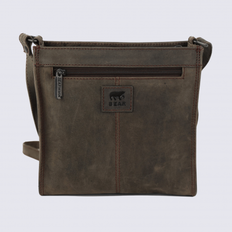 Sac à bandoulière Bear Design, sac à bandoulière Davita en cuir brun
