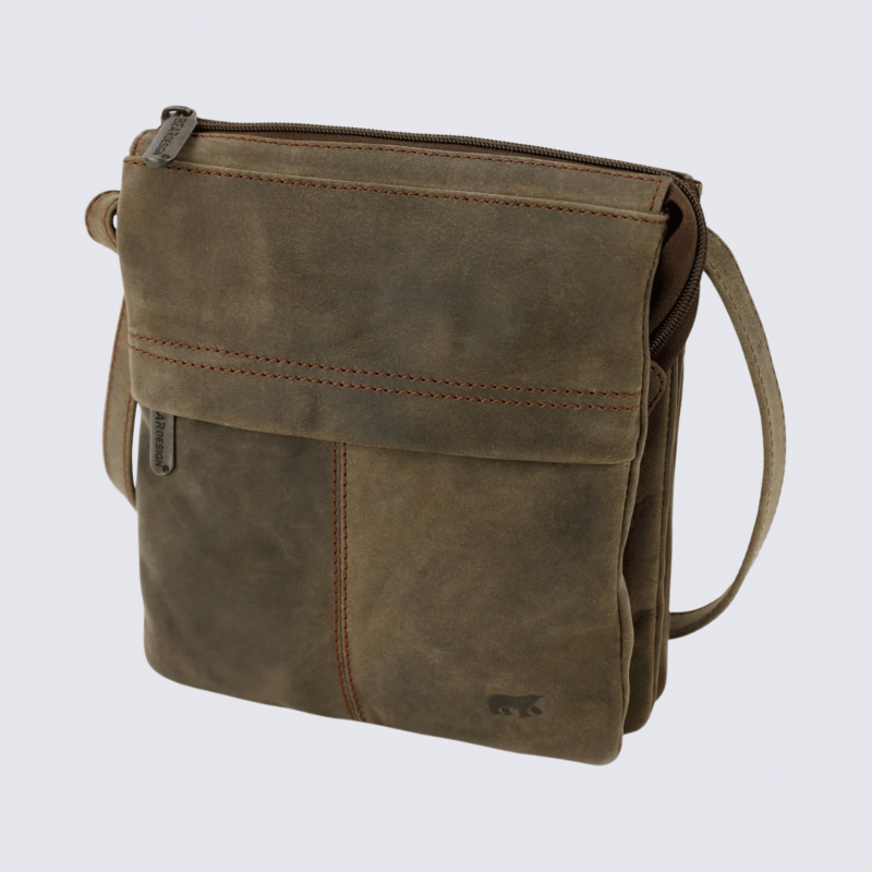 Petit sac à bandoulière Bear Design, sac à bandoulière Ellen en cuir brun