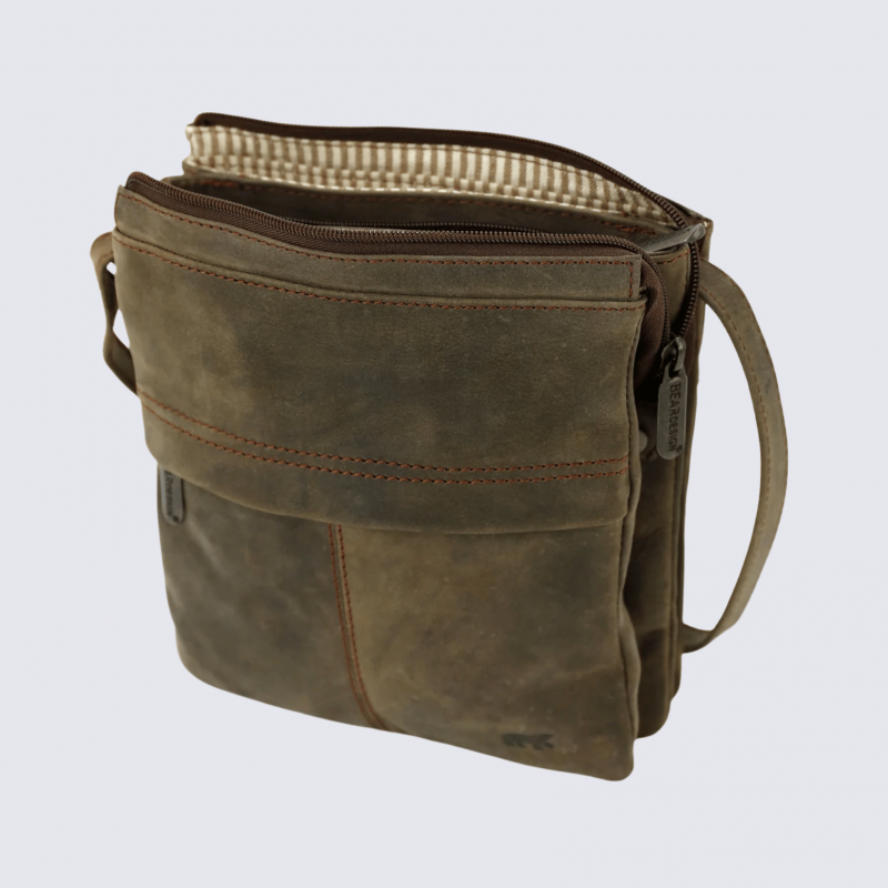 Petit sac à bandoulière Bear Design, sac à bandoulière Ellen en cuir brun