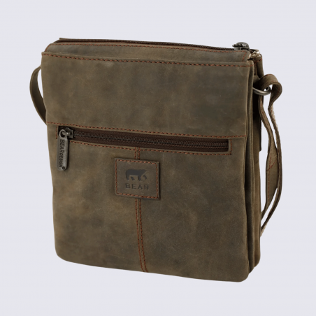 Petit sac à bandoulière Bear Design, sac à bandoulière Ellen en cuir brun