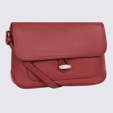 Sac porté travers Hexagona, sac porté travers classe et moderne femme en rouge foncé