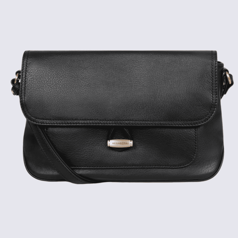 Sac porté travers Hexagona, sac porté travers classe et moderne femme en noir
