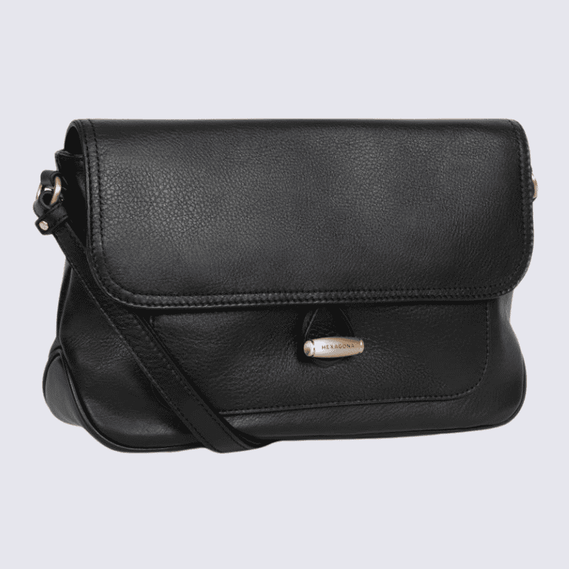 Sac porté travers Hexagona, sac porté travers classe et moderne femme en noir