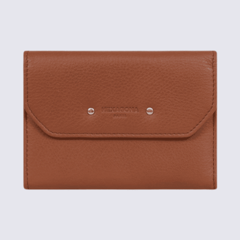 Portefeuille Hexagona, Portefeuille femme en cuir de vachette terre