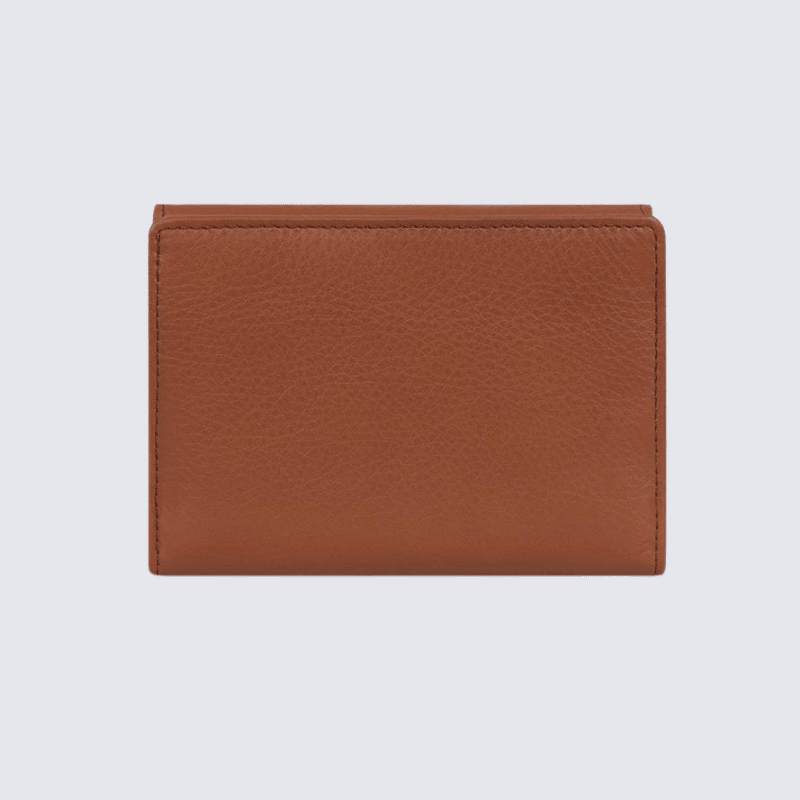 Portefeuille Hexagona, Portefeuille femme en cuir de vachette terre