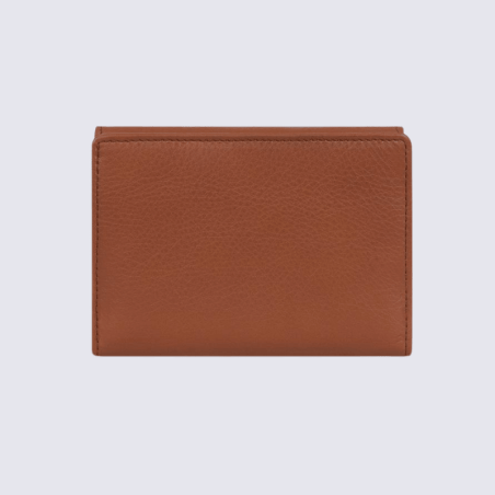 Portefeuille Hexagona, Portefeuille femme en cuir de vachette terre