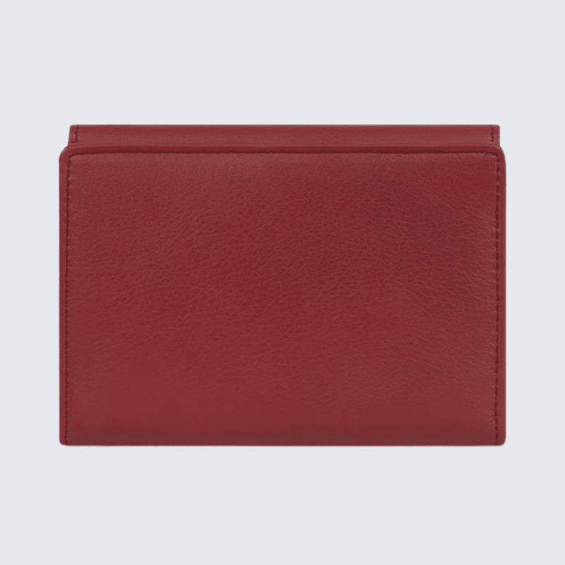 Portefeuille Hexagona, Portefeuille femme en cuir de vachette rouge foncé