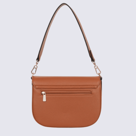 Sac porté épaule 1 anse Hexagona, sac porté épaule 1 anse classe et moderne femme en cognac