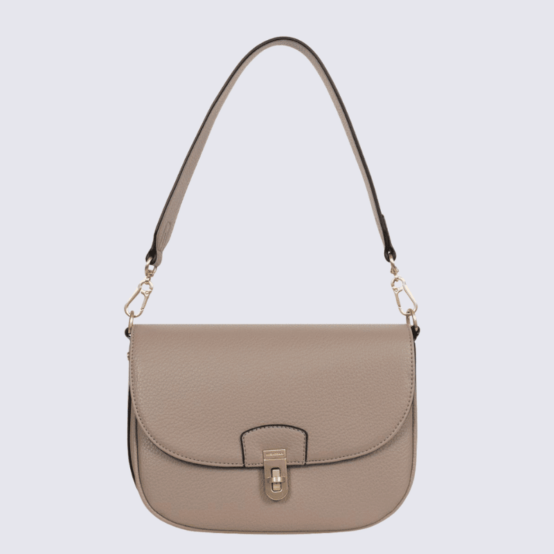 Sac porté épaule 1 anse Hexagona, sac porté épaule 1 anse classe et moderne femme en taupe