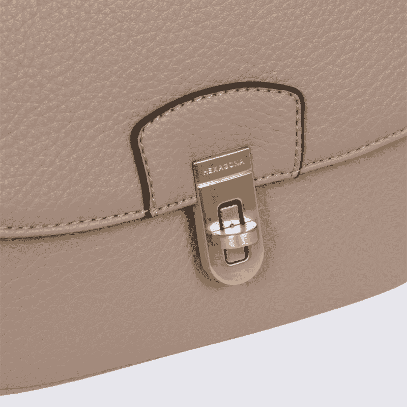 Sac porté épaule 1 anse Hexagona, sac porté épaule 1 anse classe et moderne femme en taupe