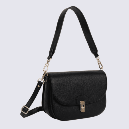 Sac porté épaule 1 anse Hexagona, sac porté épaule 1 anse classe et moderne femme en noir