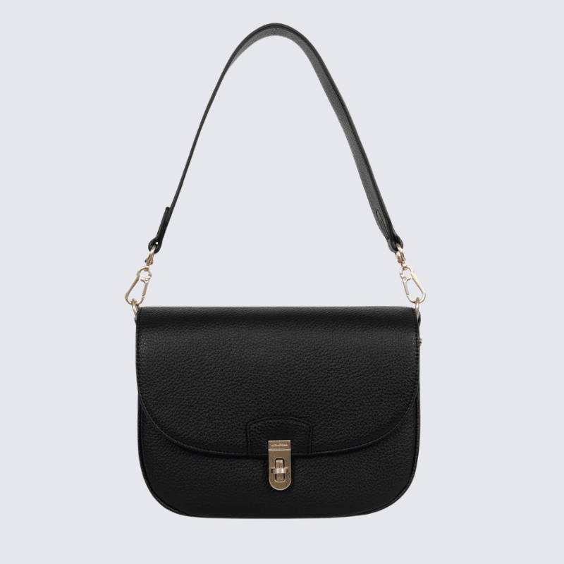 Sac porté épaule 1 anse Hexagona, sac porté épaule 1 anse classe et moderne femme en noir