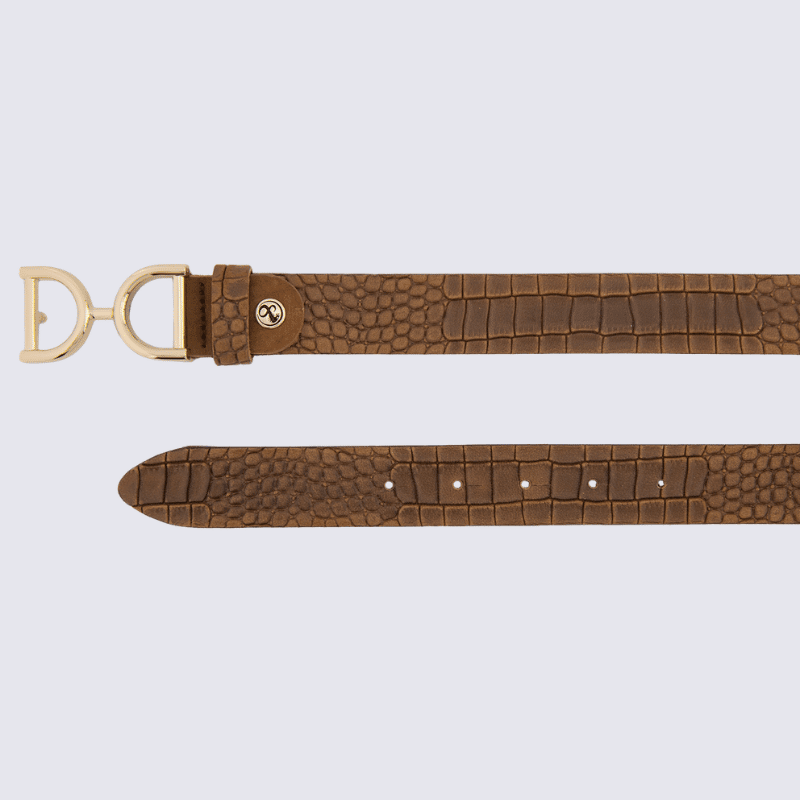 Ceinture Bernd Götz, ceinture tendance femme en cuir imprimé brun