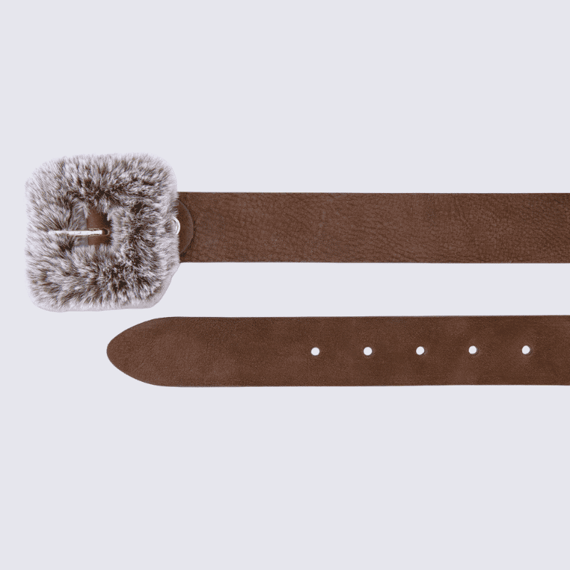 Ceinture Bernd Götz, ceinture tendance femme en cuir nubuck caramel