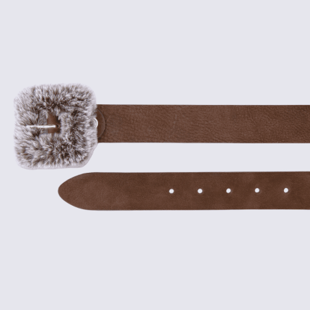 Ceinture Bernd Götz, ceinture tendance femme en cuir nubuck caramel