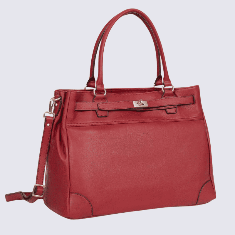 Sac cabas porté épaule Hexagona, sac cabas porté épaule classe et moderne femme en rouge foncé